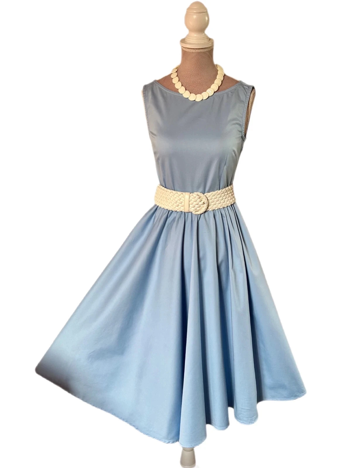 🩵👗Vestido de algodão Rockabilly Pin-Up Retrô Azul Céu Lindy Bop Vintage 50s estilo Swing Dress 34/36👗🩵 – photo 8
